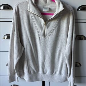 Varley Speckled Off-White Quarter-Zip Hoodie